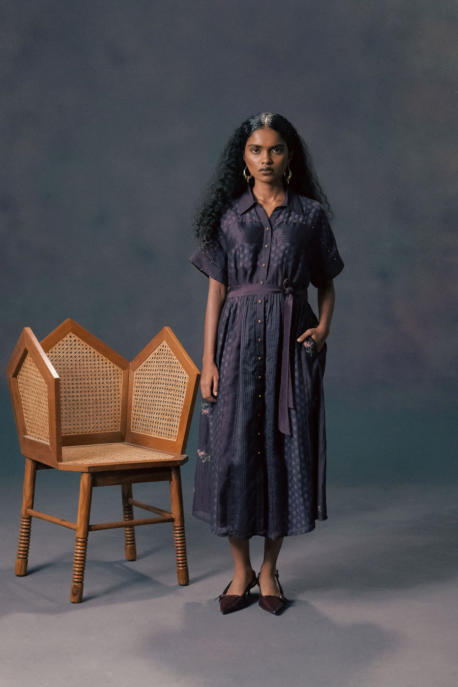 Lavender Lace Dress With Rose Print