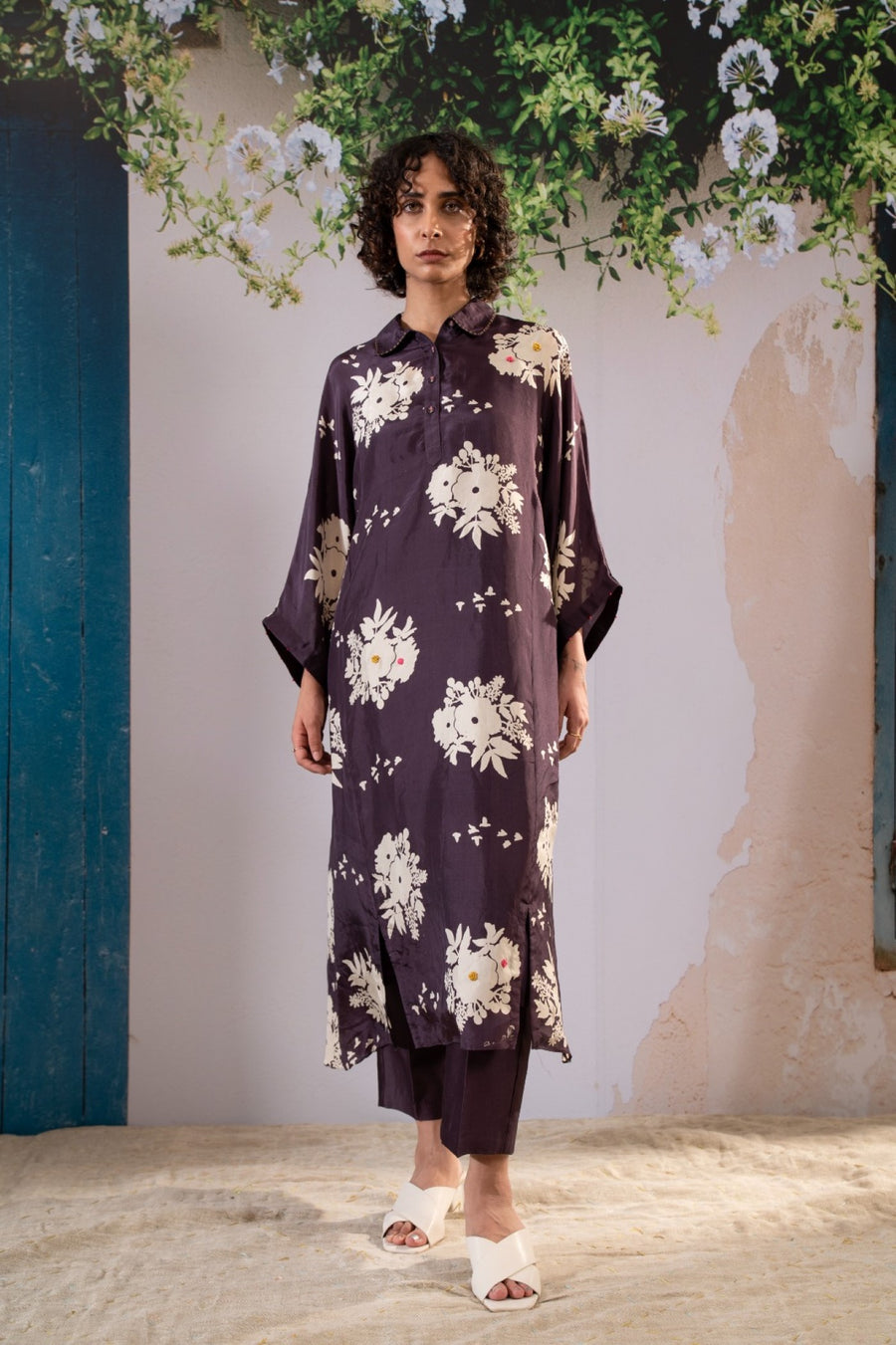 Discharge Print Lavender Kurta Set
