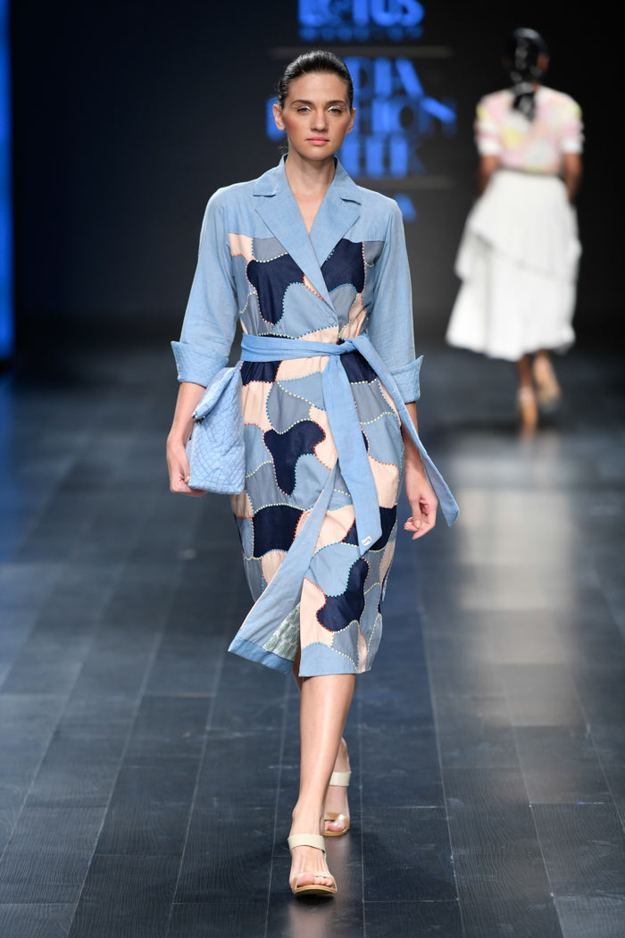 Blue Scrap Wrap Dress-Dress-ARCVSH by Pallavi Singh