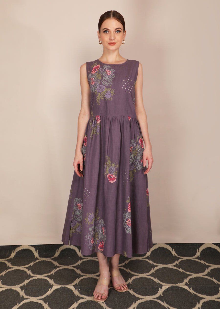 Dessert Rose Print Lavender Dress-Dress-ARCVSH by Pallavi Singh