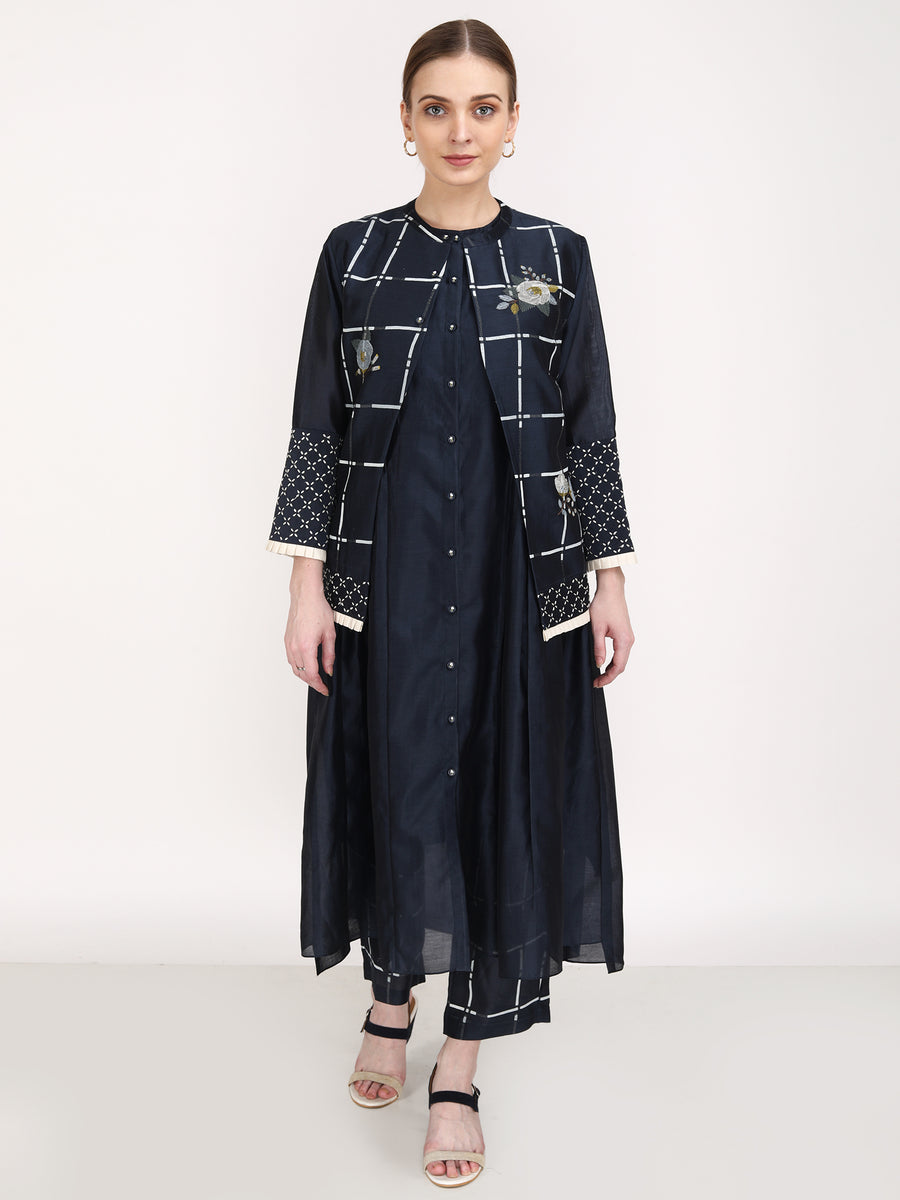 Checks & Roses Short Jacket + Tunic + Pants