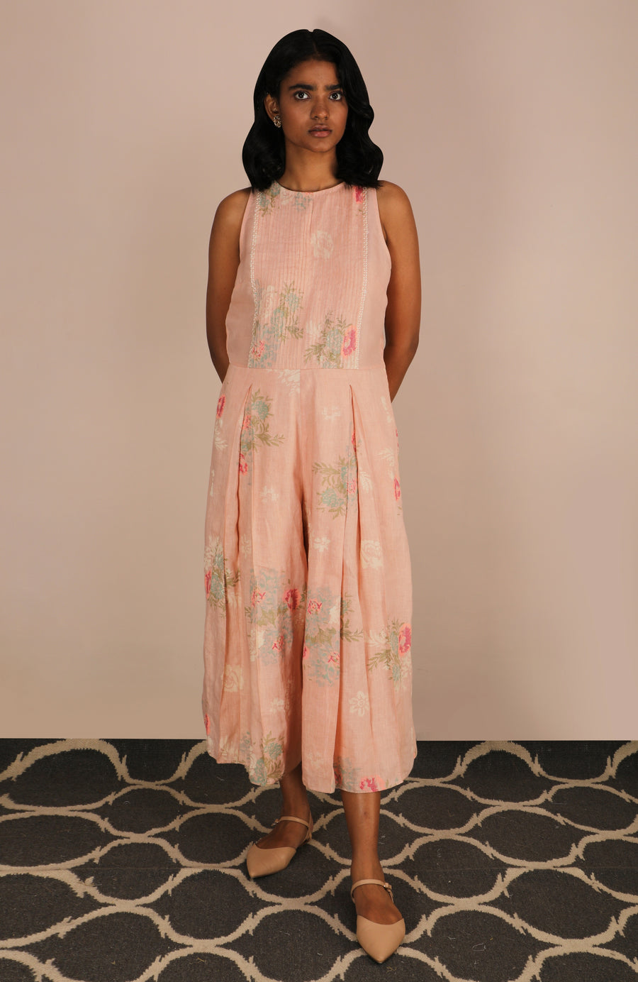 Florence Rose Print Jumpsuit-Jumpsuit-ARCVSH by Pallavi Singh
