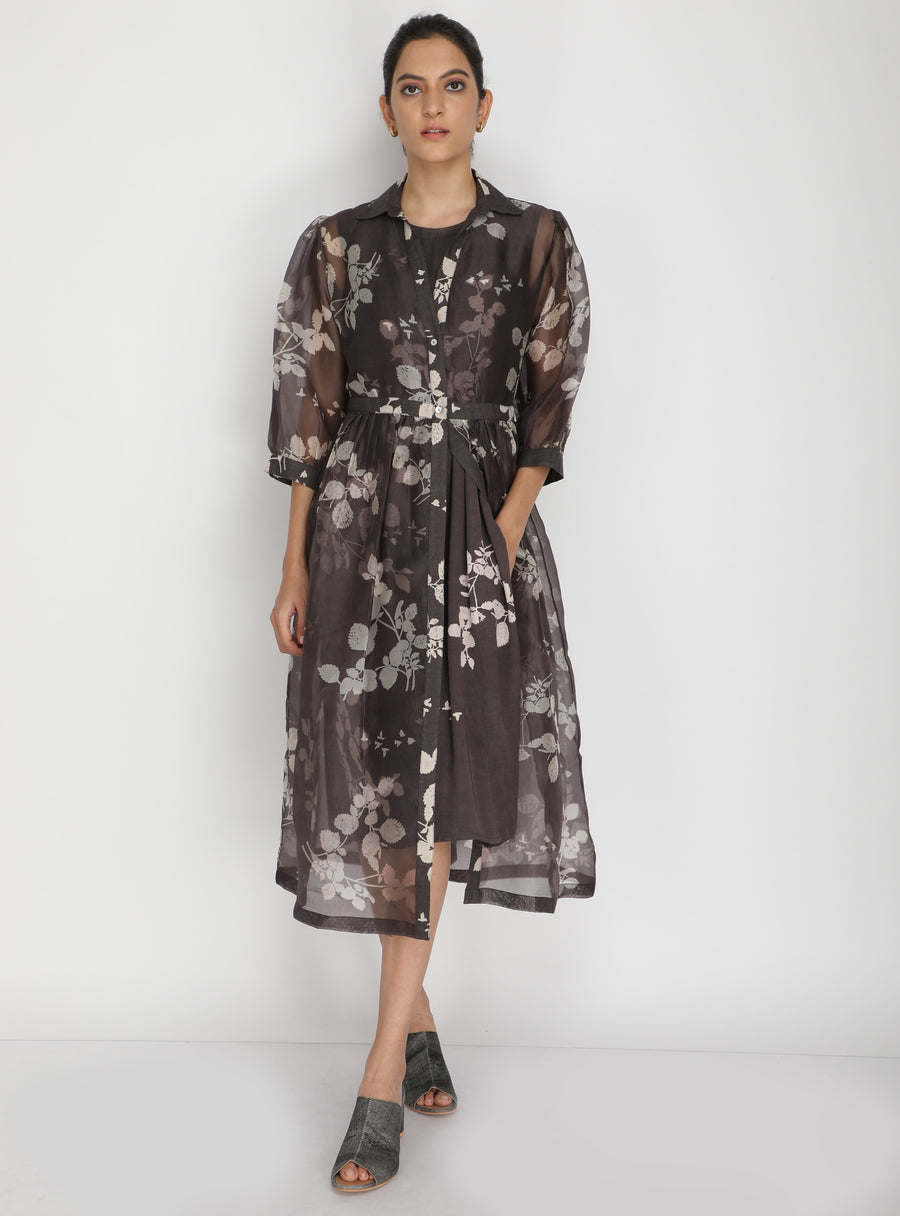 Petal Print Jacket+ Dress-Full Set-ARCVSH by Pallavi Singh