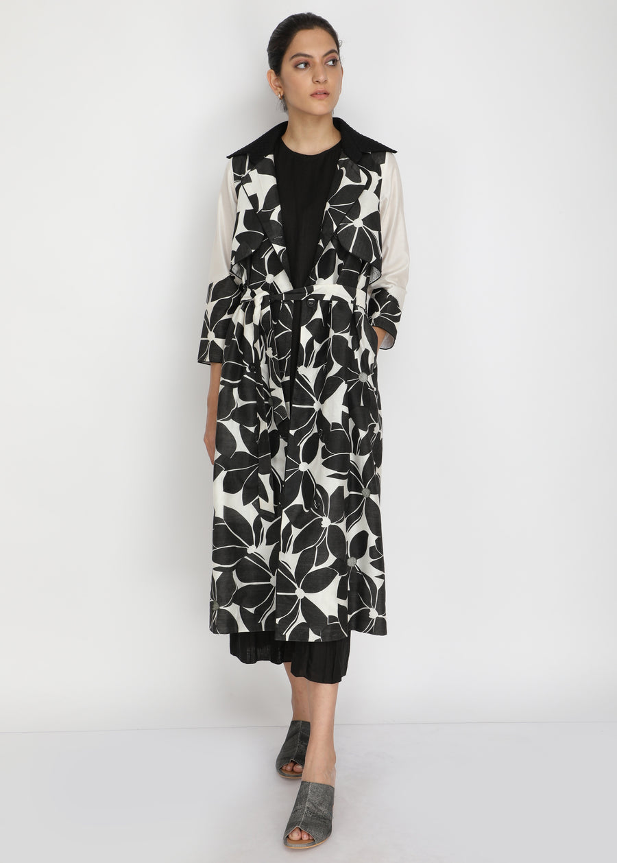 Lotus Printed Jacket+ Jumpsuit-Full Set-ARCVSH by Pallavi Singh