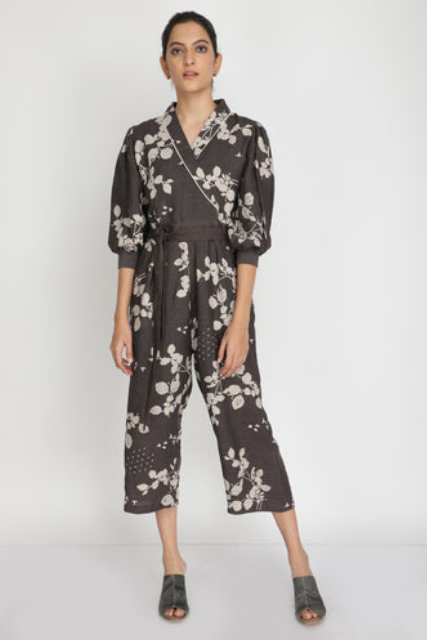 Petal Printed Jumpsuit-Jumpsuit-ARCVSH by Pallavi Singh