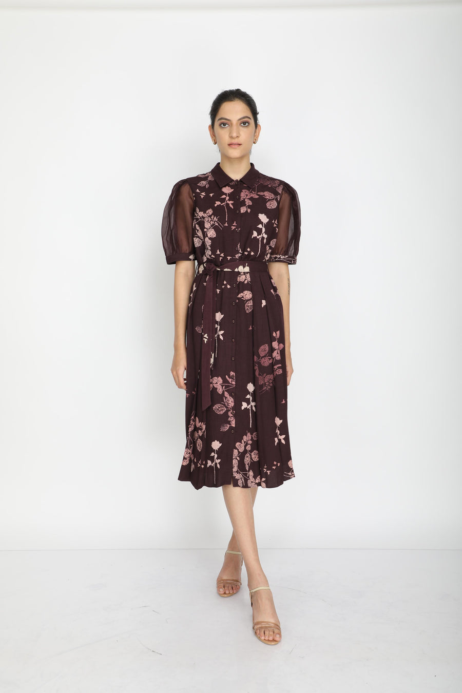 Petal Print Drape Dress-Dress-ARCVSH by Pallavi Singh