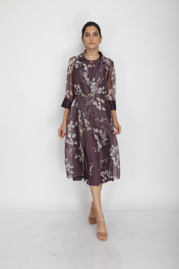 Petal Print Jacket+ Dress-Dress-ARCVSH by Pallavi Singh