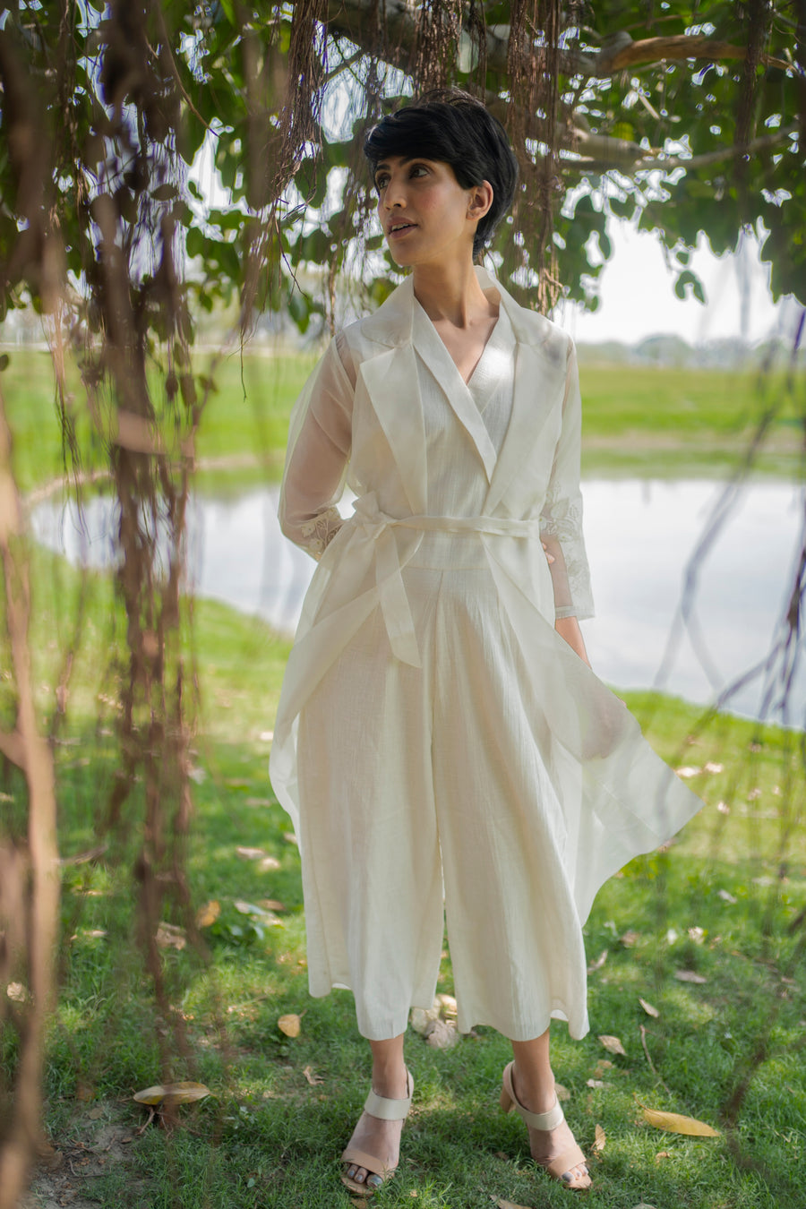 Ivory Jumpsuit and Jacket-Full Set-ARCVSH by Pallavi Singh