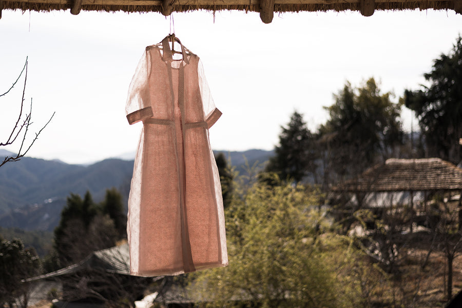Old Rose Shadow Layer Dress-Dress-ARCVSH by Pallavi Singh