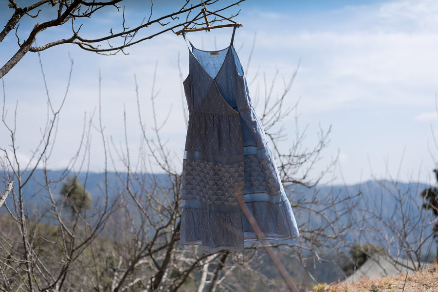 Blue Canopy Tier Dress-Dress-ARCVSH by Pallavi Singh