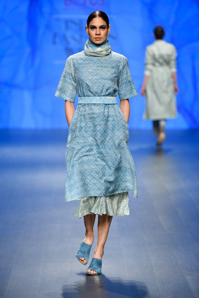 Blue Sky Print Dress-Dress-ARCVSH by Pallavi Singh
