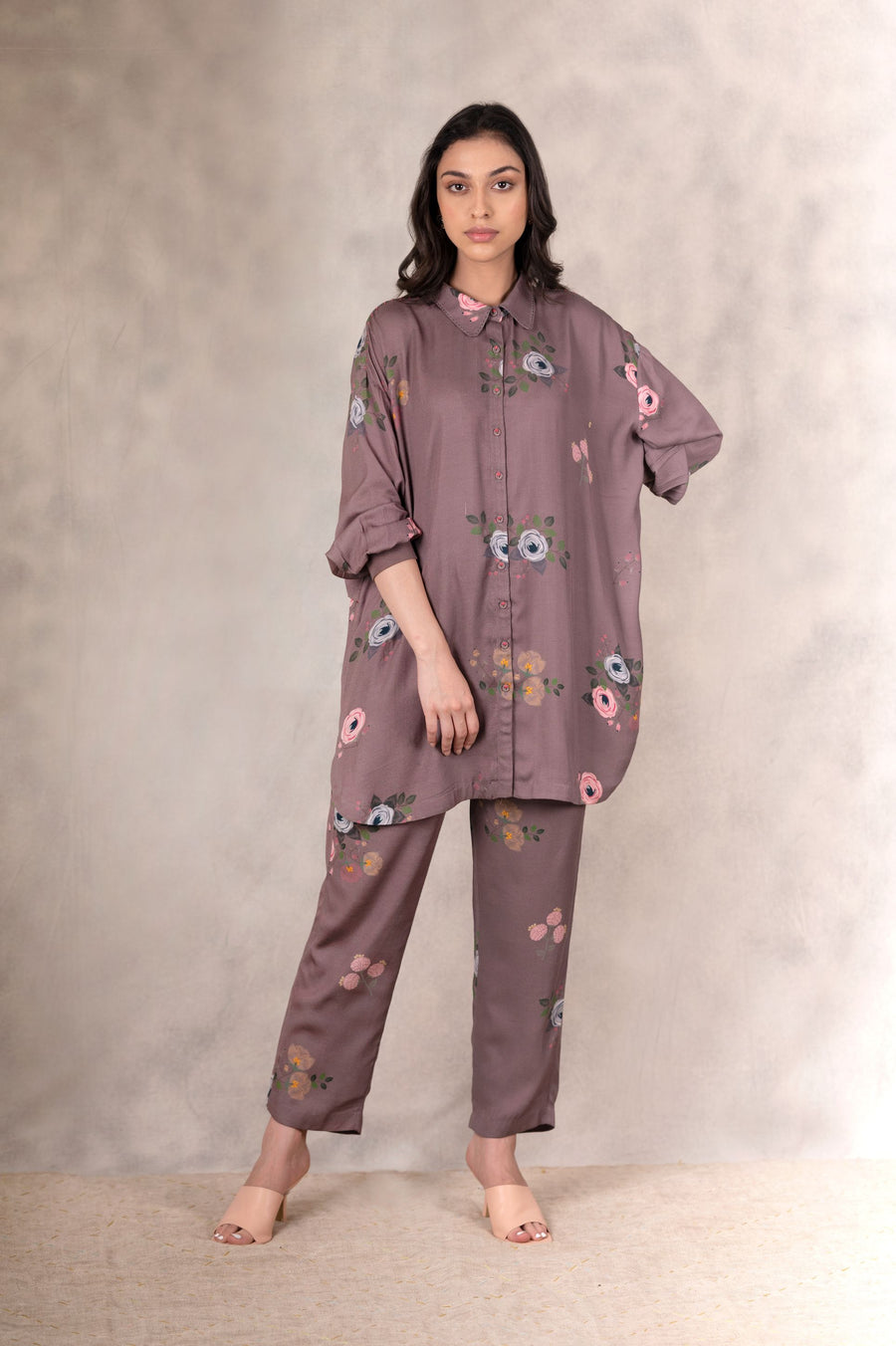 Coffee Eden Print Pants In Bemberg-Pants-ARCVSH by Pallavi Singh