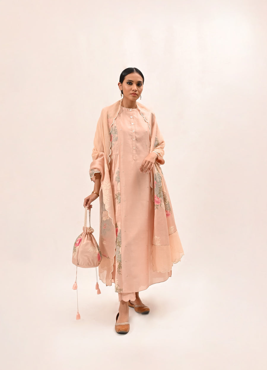 Desert Rose Side Gathers Kurta Set-Full Set-ARCVSH by Pallavi Singh