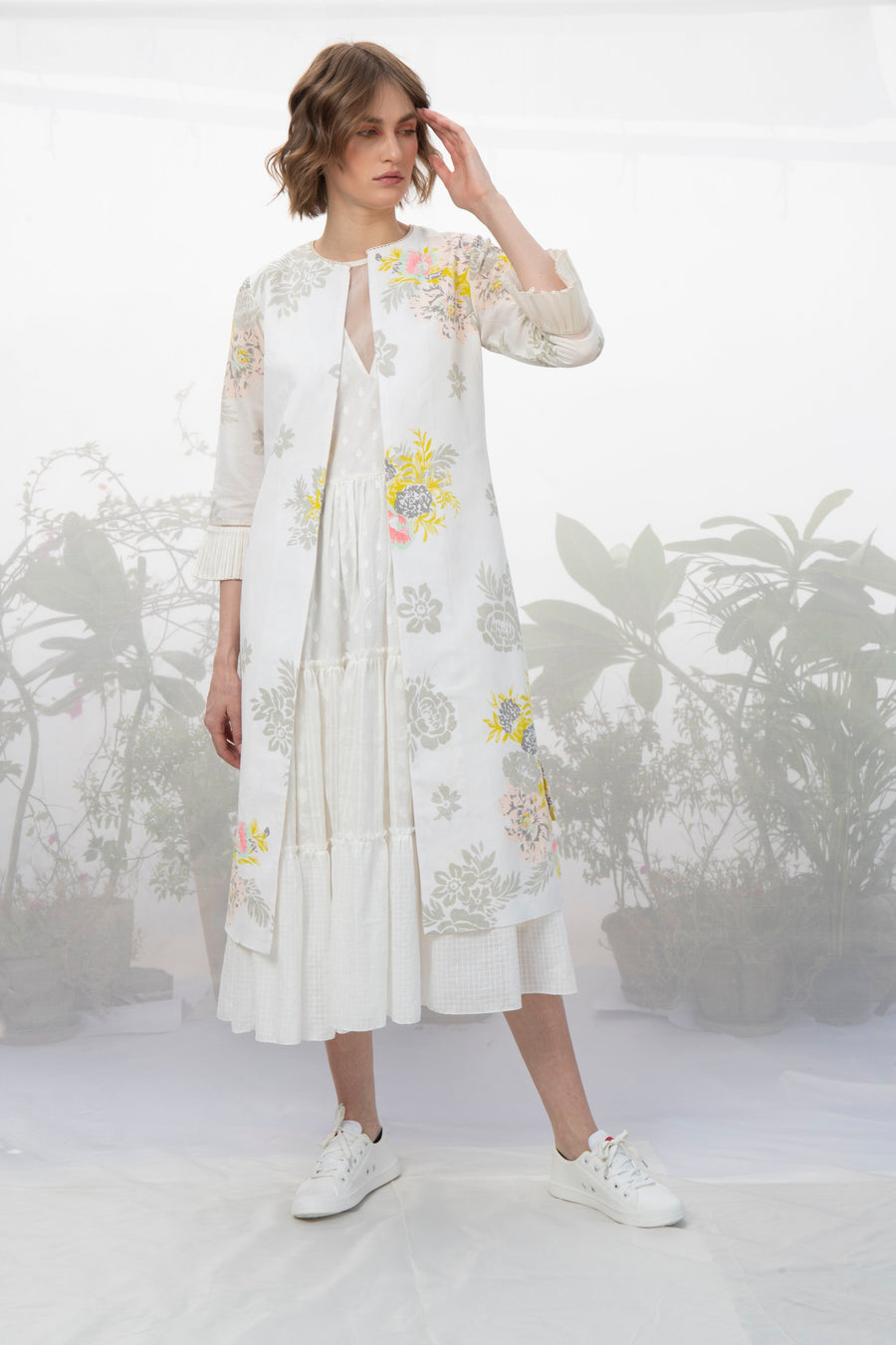 Ivory Roses Print Jacket-Jacket-ARCVSH by Pallavi Singh