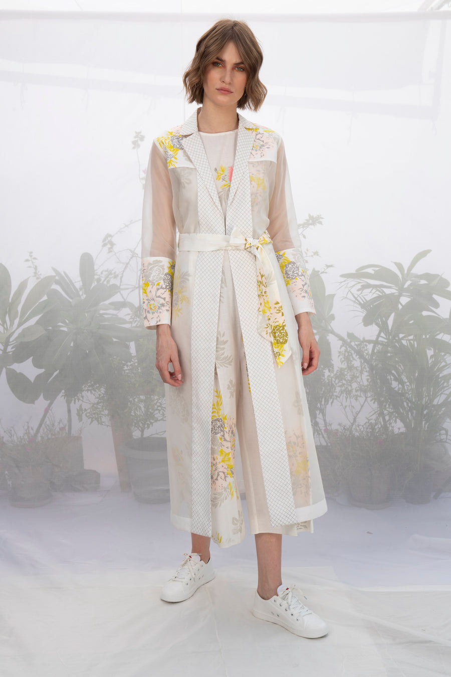 Ivory Roses Print Jumpsuit With Jacket-Jumpsuit-ARCVSH by Pallavi Singh