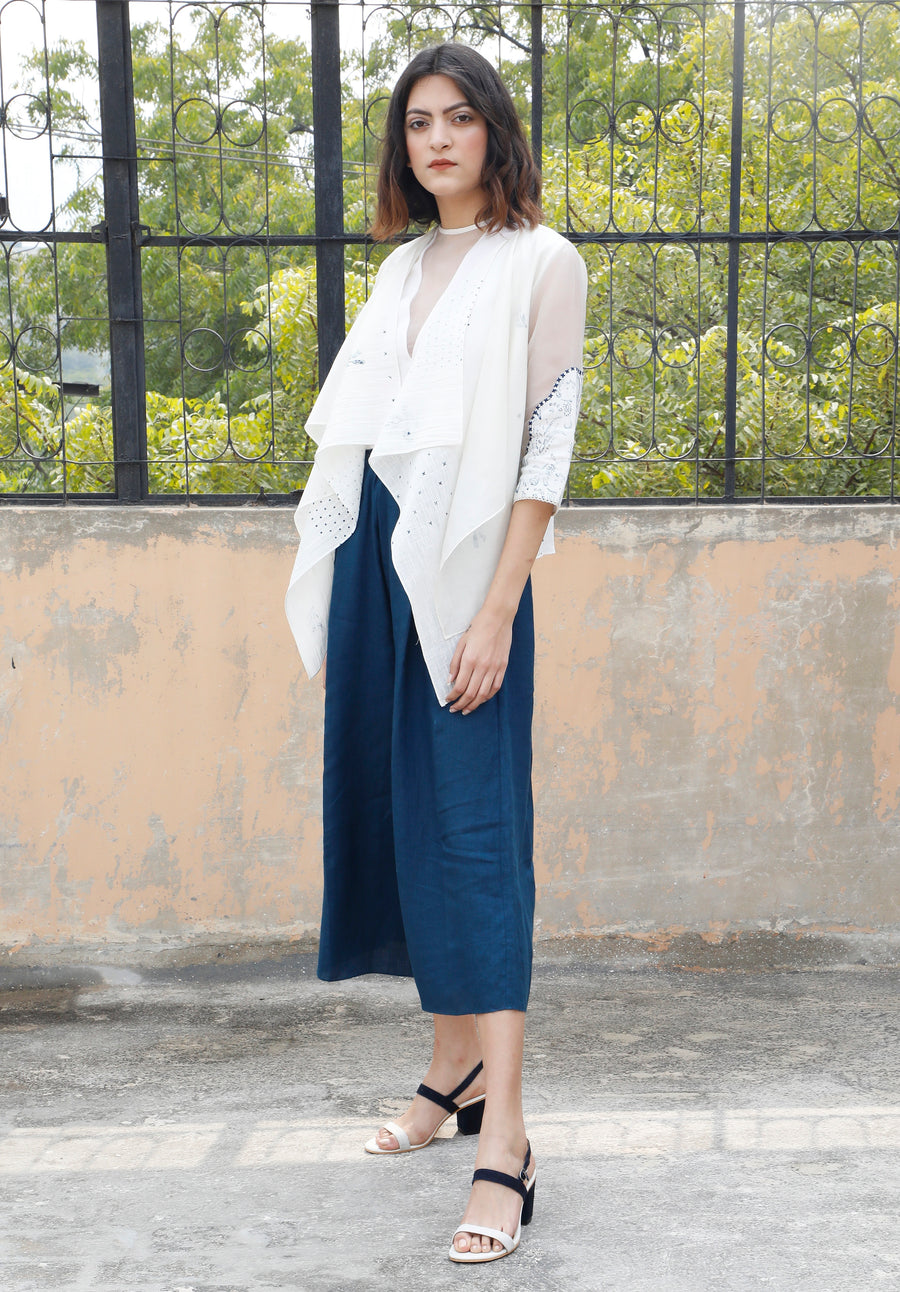 Asymmetric Front Open Layered Cotton Throw On-Jacket-ARCVSH by Pallavi Singh