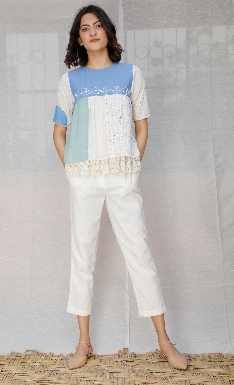 Multi Panelled Linen Top-Top-ARCVSH by Pallavi Singh