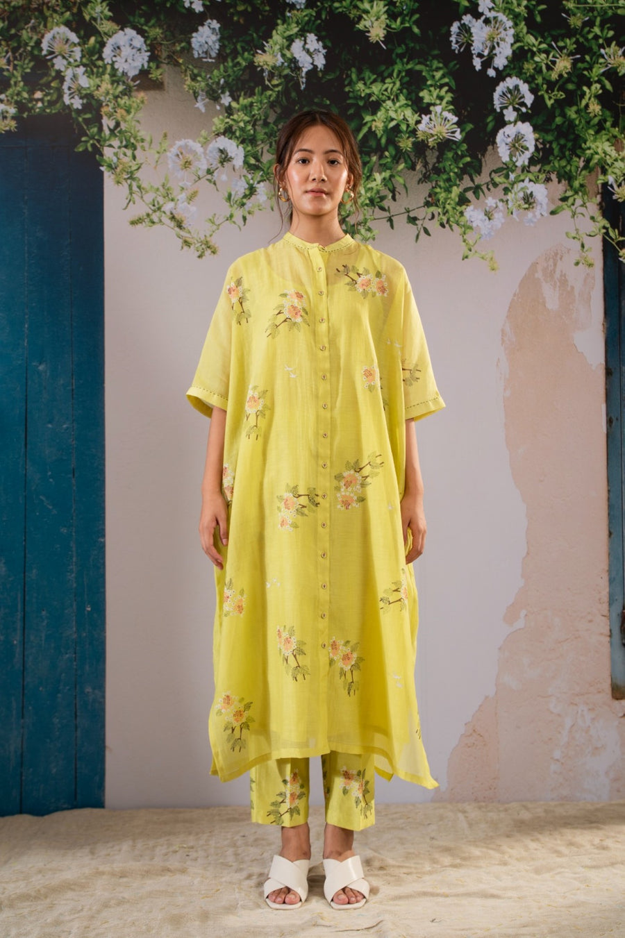 Discharge Print Lemon Kurta Set
