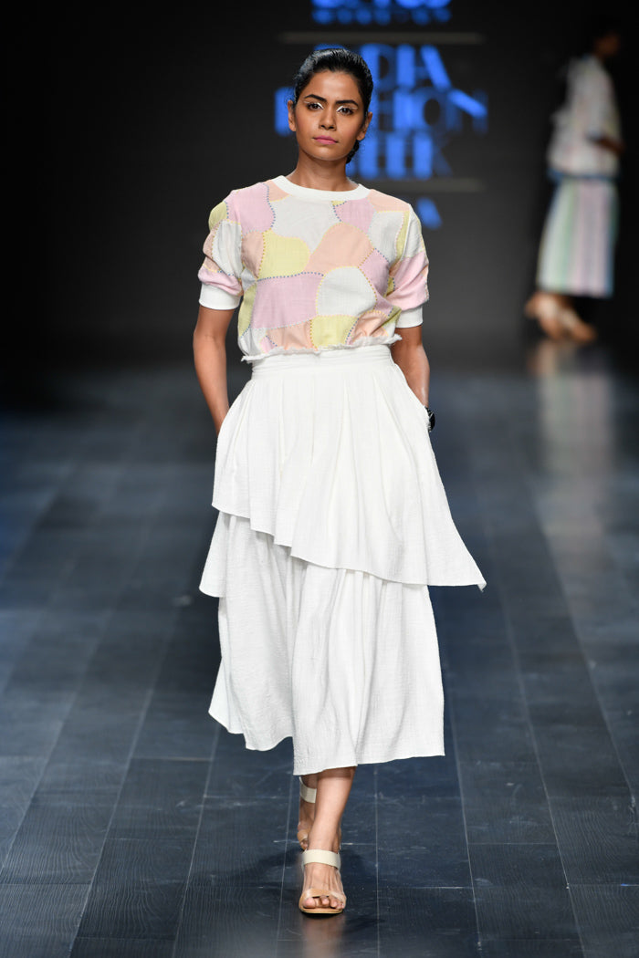 Ivory Layered Skirt-Skirt-ARCVSH by Pallavi Singh