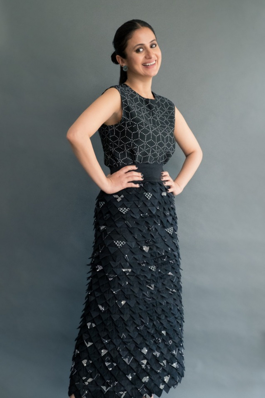 Rasika Duggal | Black Porcupine Skirt-Skirt-ARCVSH by Pallavi Singh