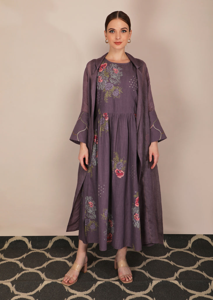 Dessert Rose Print Lavender Dress-Dress-ARCVSH by Pallavi Singh