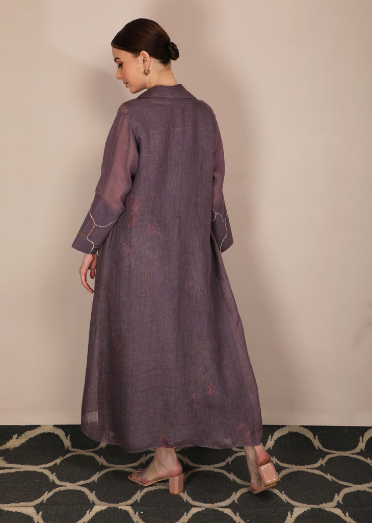 Dessert Rose Print Lavender Dress With Embroidered Jacket-Full Set-ARCVSH by Pallavi Singh