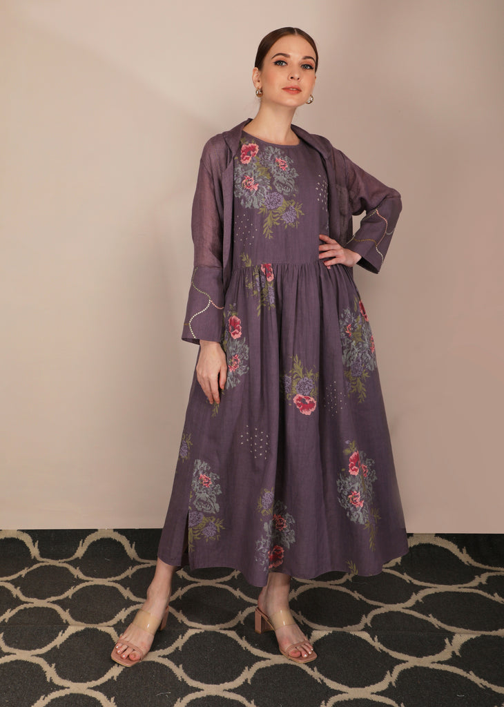 Dessert Rose Print Lavender Dress-Dress-ARCVSH by Pallavi Singh