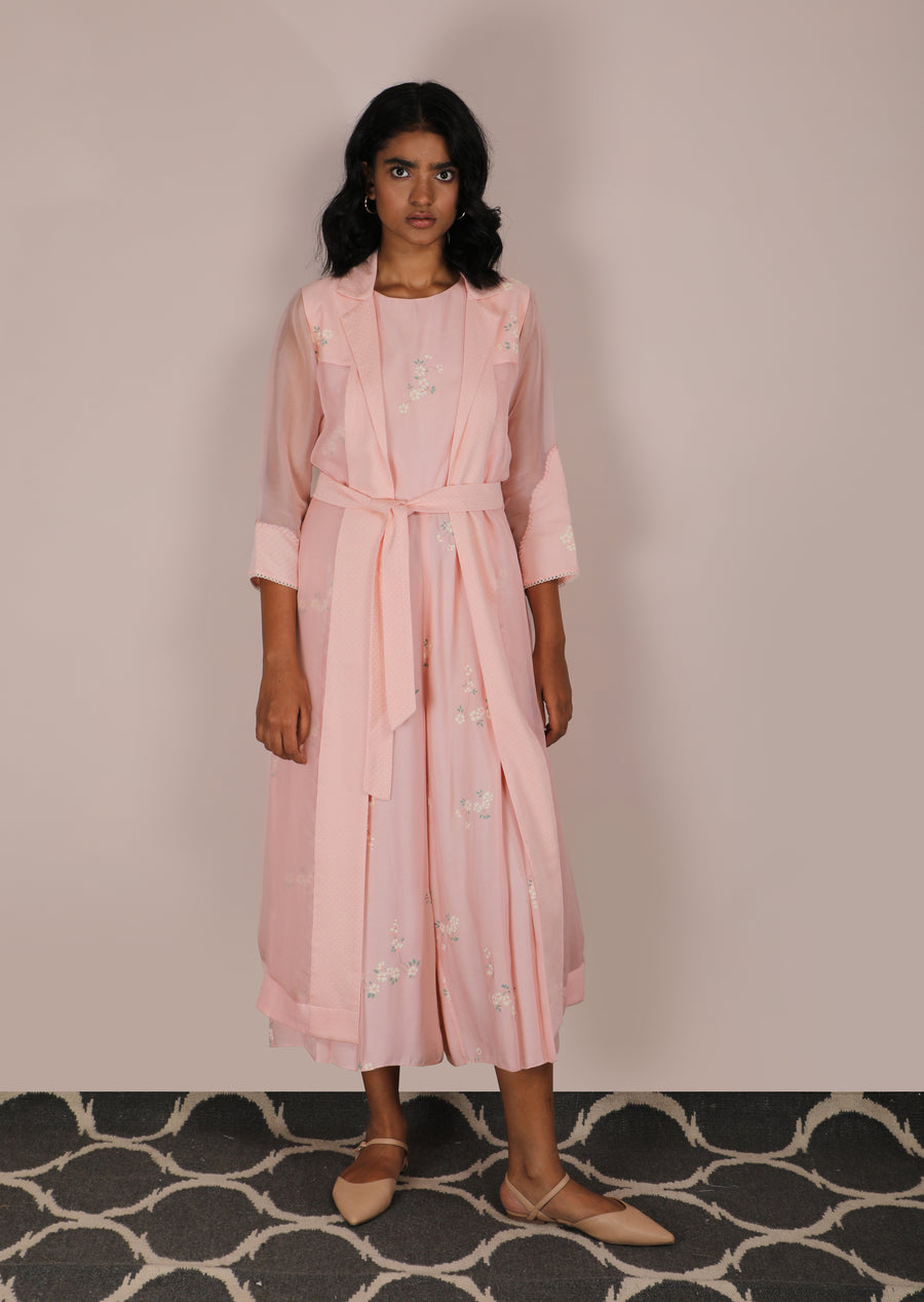Cherry Blossom Jumpsuit With Jacket Set-Full Set-ARCVSH by Pallavi Singh