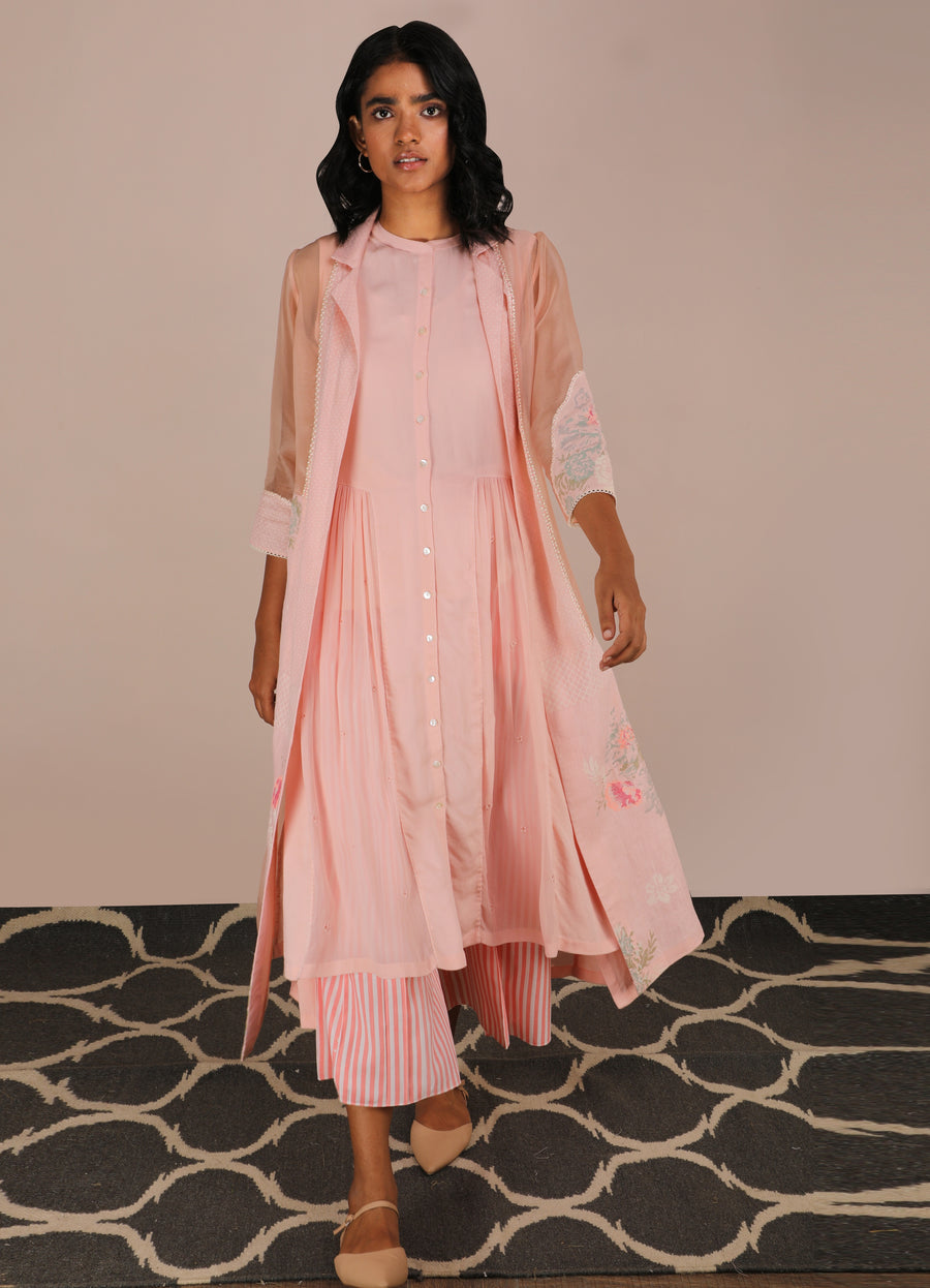 Dessert Rose Print Jacket And Tunic Set-Full Set-ARCVSH by Pallavi Singh