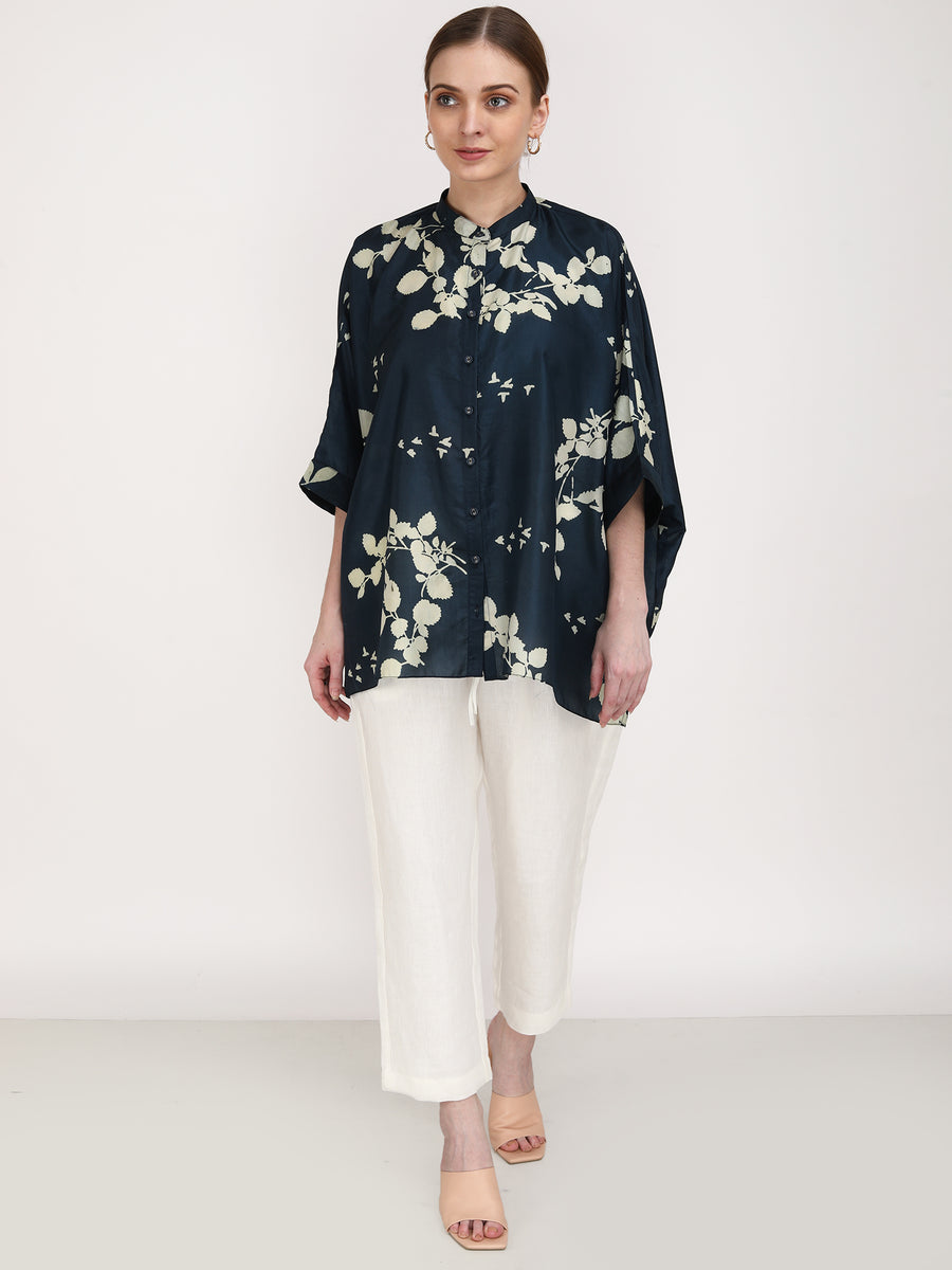 Petal Print Silk Shirt