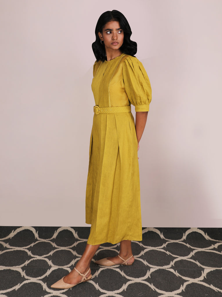 Cherry Blossom Ochre Embroidered Jumpsuit-Jumpsuit-ARCVSH by Pallavi Singh