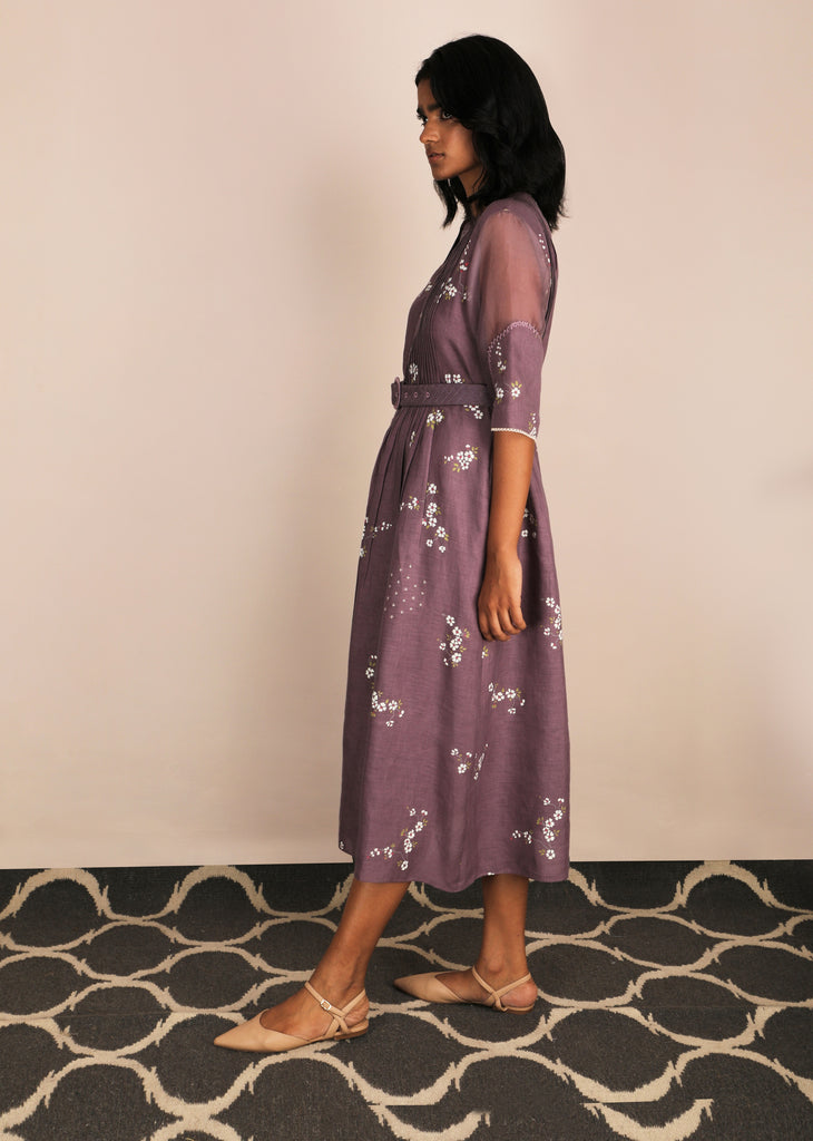 Cherry Blossom Lavender Dress With Belt-Dress-ARCVSH by Pallavi Singh