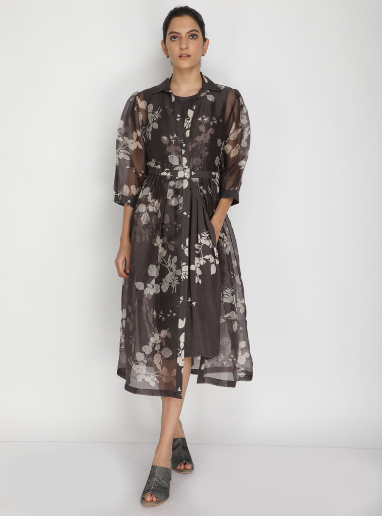 Petal Print Jacket+ Dress-Dress-ARCVSH by Pallavi Singh