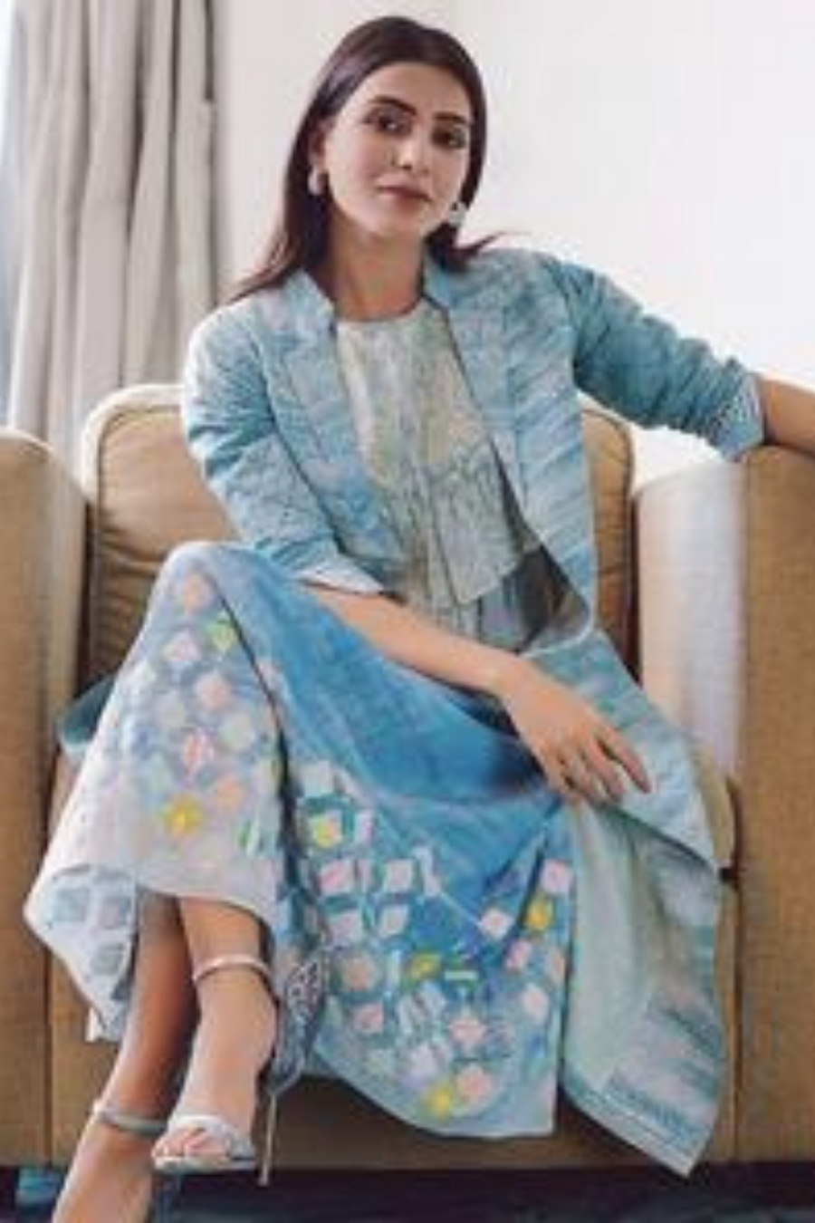 Samantha Akkineni | Blue Fish Appliqué Skirt-Skirt-ARCVSH by Pallavi Singh