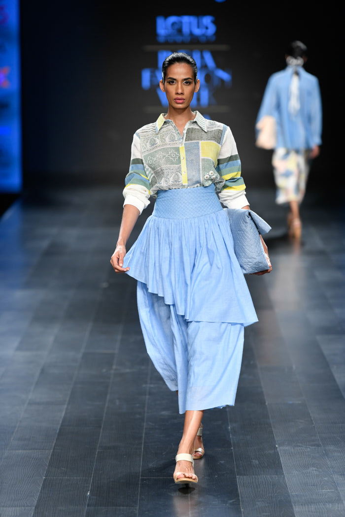 Blue Layered Culottes-Pants-ARCVSH by Pallavi Singh