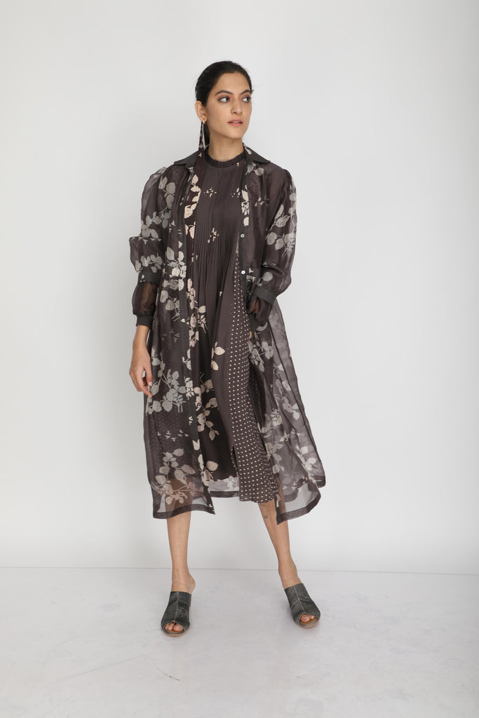 Petal Print Jacket+ Dress-Full Set-ARCVSH by Pallavi Singh