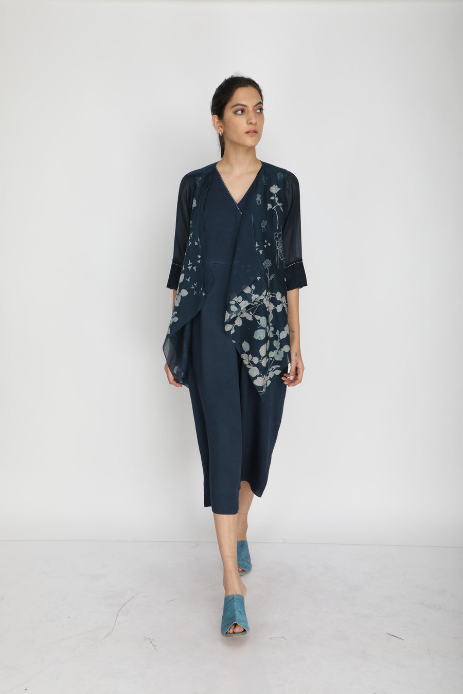 Petal Print Jacket+ Jumpsuit-Jumpsuit-ARCVSH by Pallavi Singh