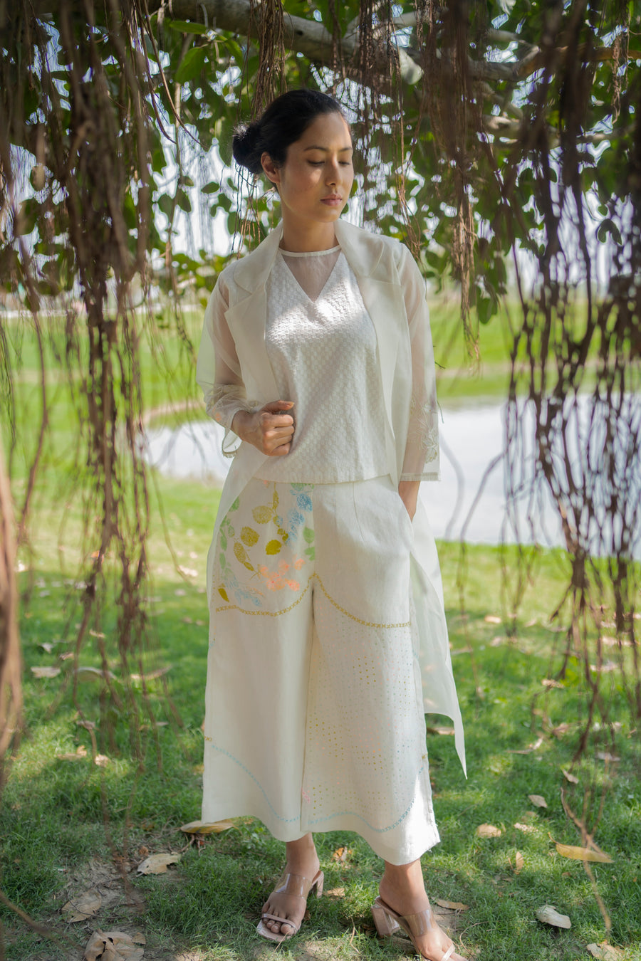 Ivory Pants, Top and Jacket-Full Set-ARCVSH by Pallavi Singh