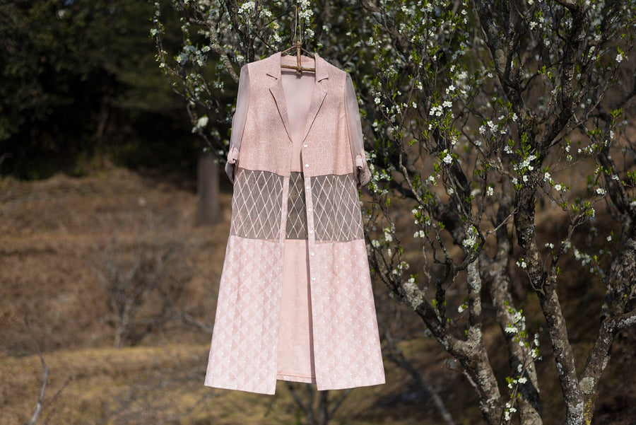 Old Rose Peeping Waist Jacket-Jacket-ARCVSH by Pallavi Singh