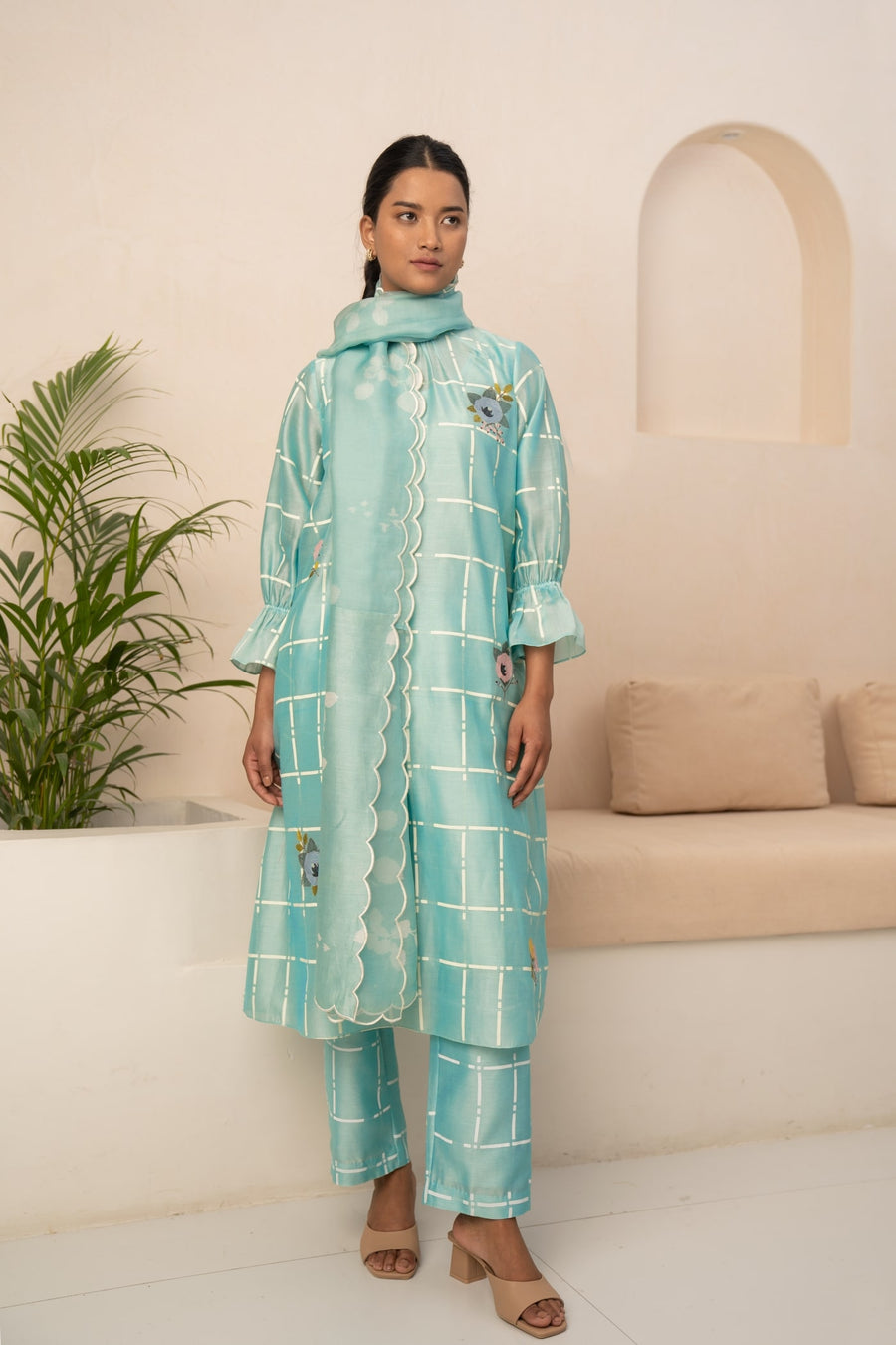 MINT CHECKS PRINTED TUNIC AND PANT