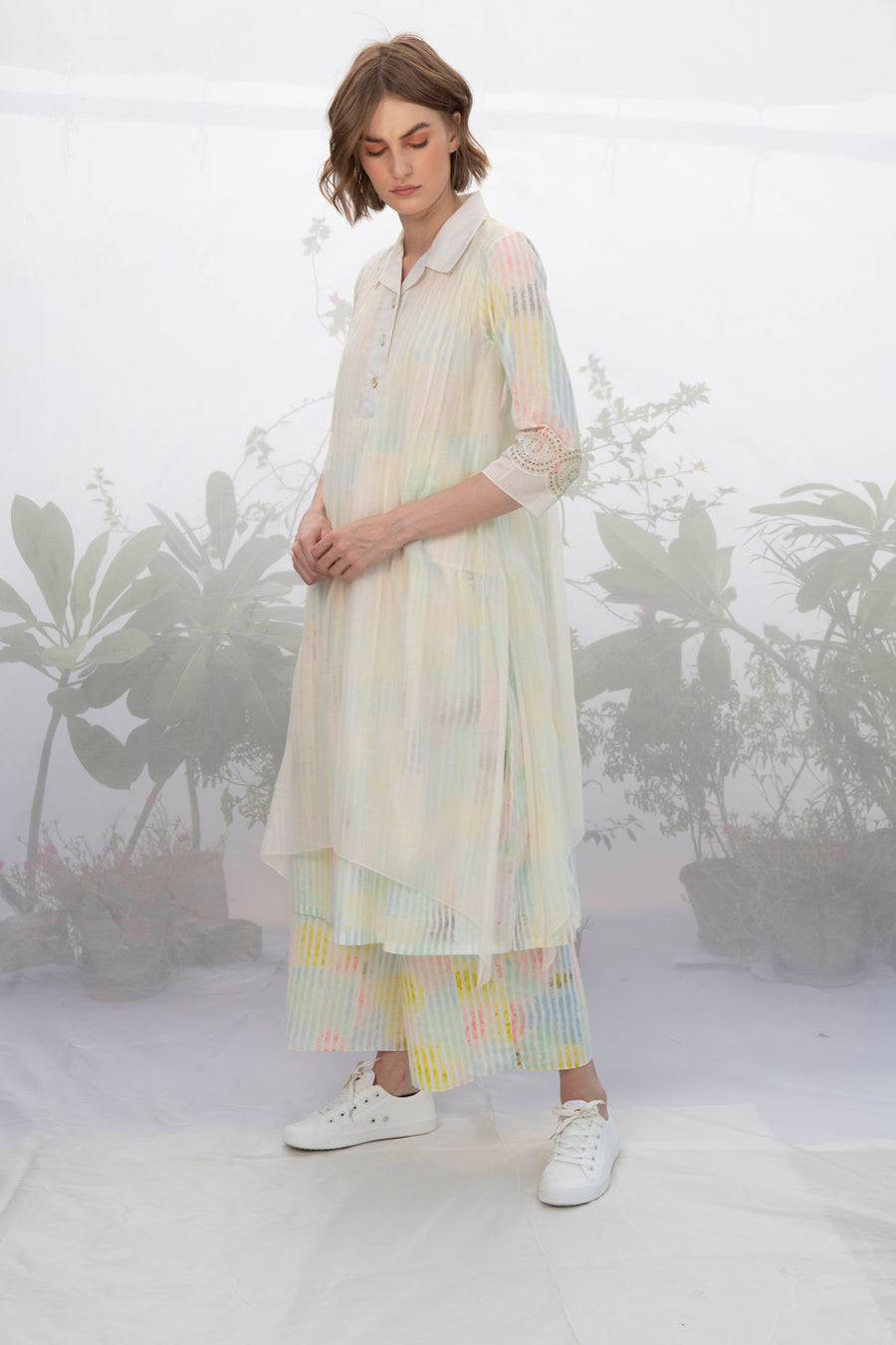 Stripe Hand Block Printed Pants-Pants-ARCVSH by Pallavi Singh