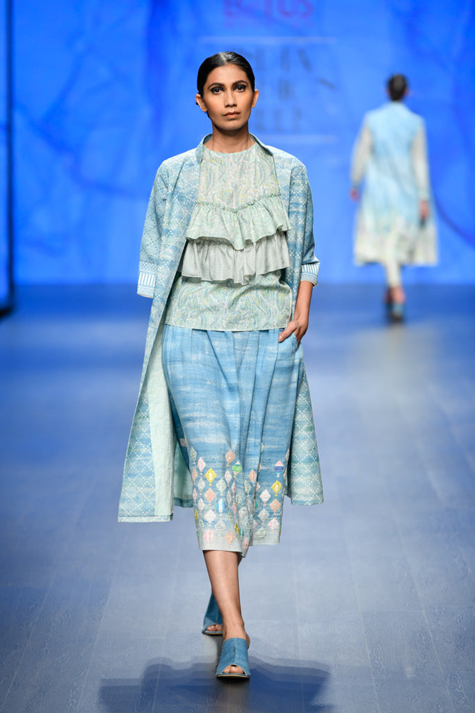 Blue Fish Applique Skirt-Skirt-ARCVSH by Pallavi Singh