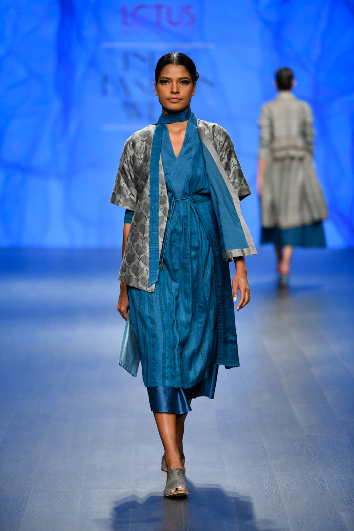 Blue Drawstring Dress-Dress-ARCVSH by Pallavi Singh