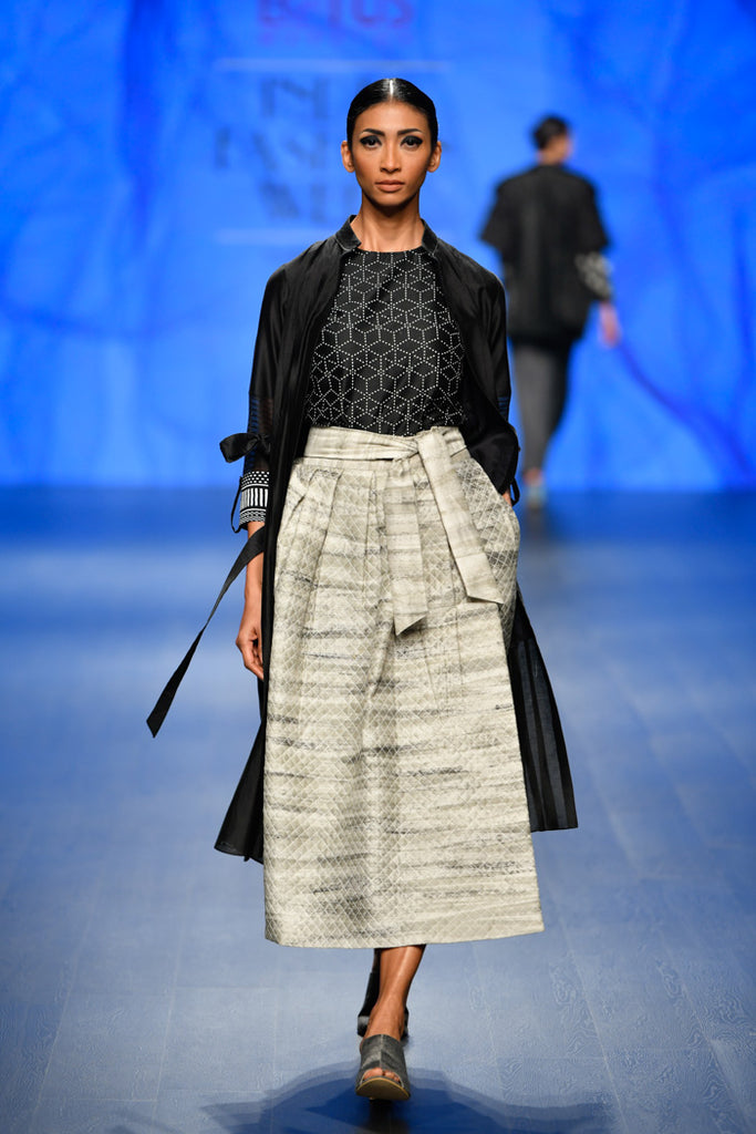 Grey Multi Quilted Skirt-Skirt-ARCVSH by Pallavi Singh