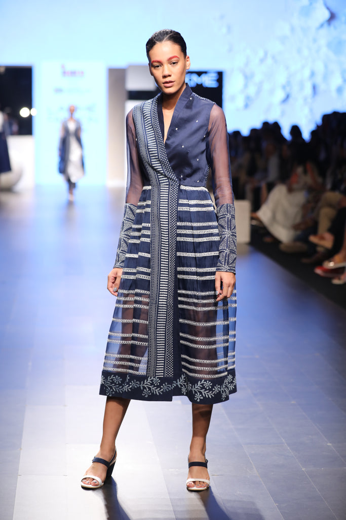 Stripe Wrap Dress-Dress-ARCVSH by Pallavi Singh