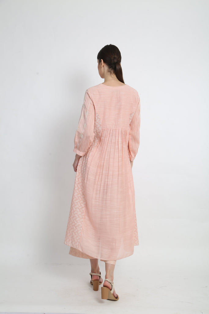 Peach Printed Dress With Pants-Full Set-ARCVSH by Pallavi Singh