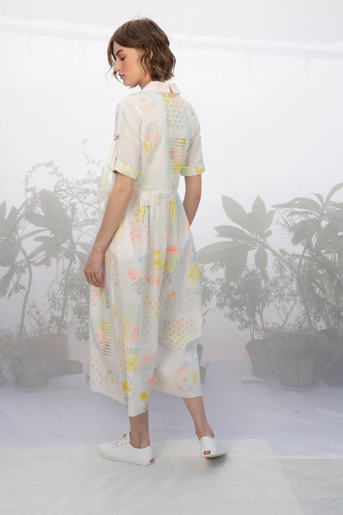 Ivory Multi Block Printed Jumpsuit-Jumpsuit-ARCVSH by Pallavi Singh