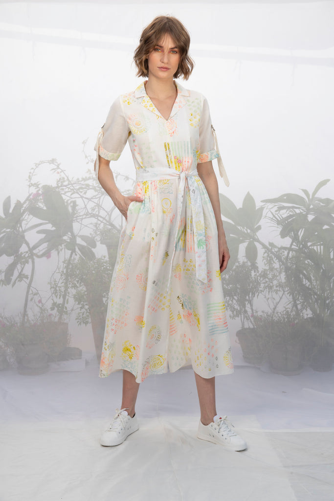 Ivory Multi Block Printed Jumpsuit-Jumpsuit-ARCVSH by Pallavi Singh