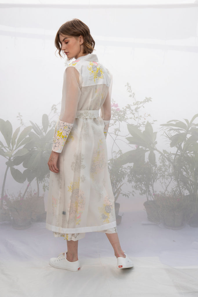 Ivory Roses Print Jumpsuit With Jacket-Jumpsuit-ARCVSH by Pallavi Singh