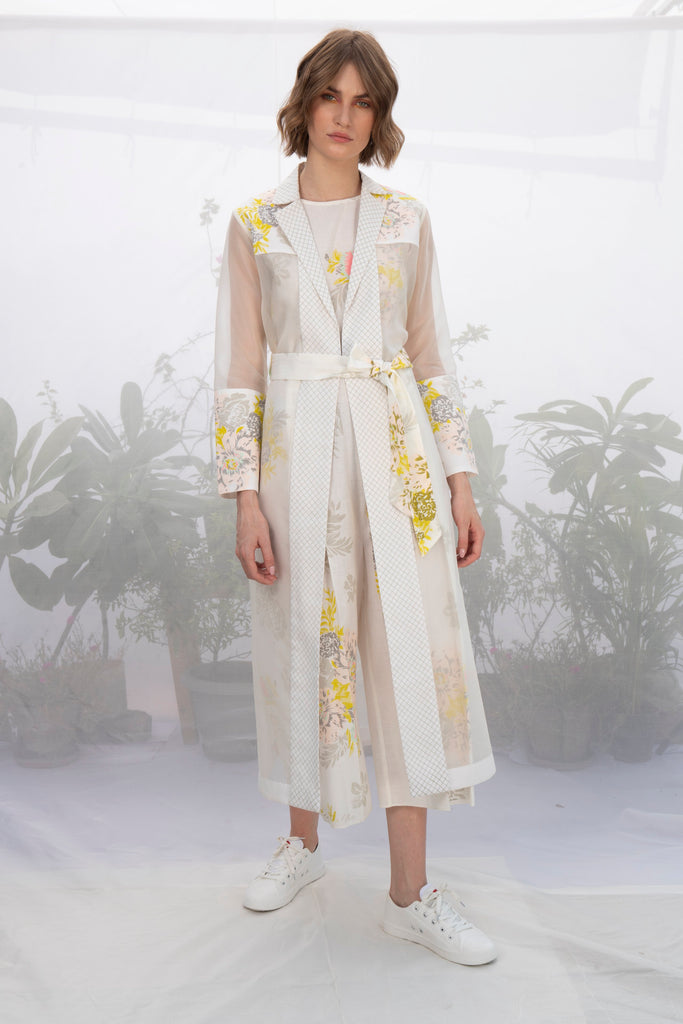 Ivory Roses Print Jumpsuit With Jacket-Jumpsuit-ARCVSH by Pallavi Singh